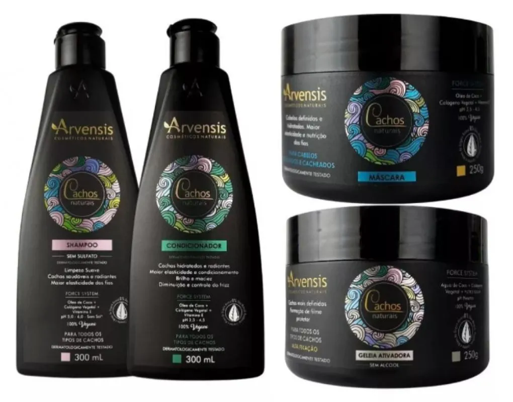 KIT ARVENSIS CACHOS SHAMPOO CONDICIONADOR GELEIA ALTA MáSCARA ONDULADO