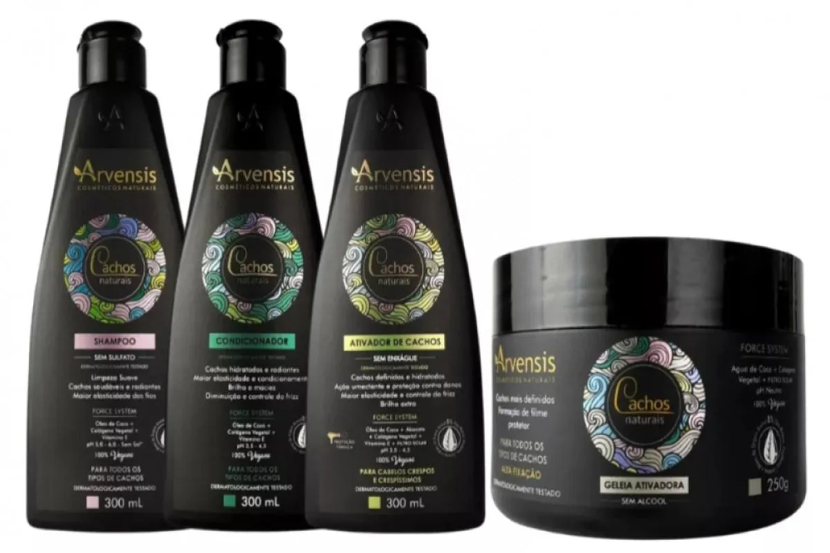 KIT ARVENSIS CACHOS SHAMPOO CONDICIONADOR ATIVADOR CRESPO GELEIA ALTA