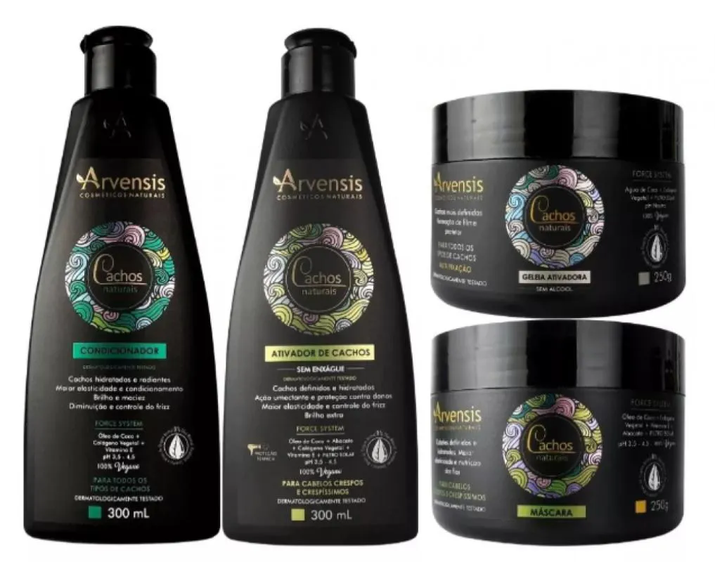 KIT CACHOS ARVENSIS CONDICIONADOR + ATIVADOR E MASCARA CACHOS CRESPOS E CRESPISSIMOS + GELEIA