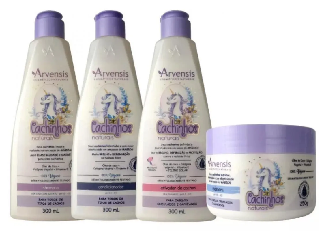 KIT ARVENSIS CACHINHOS SHAMPOO + CONDICIONADOR + ATIVADOR 300ML + MáSCARA 250GR