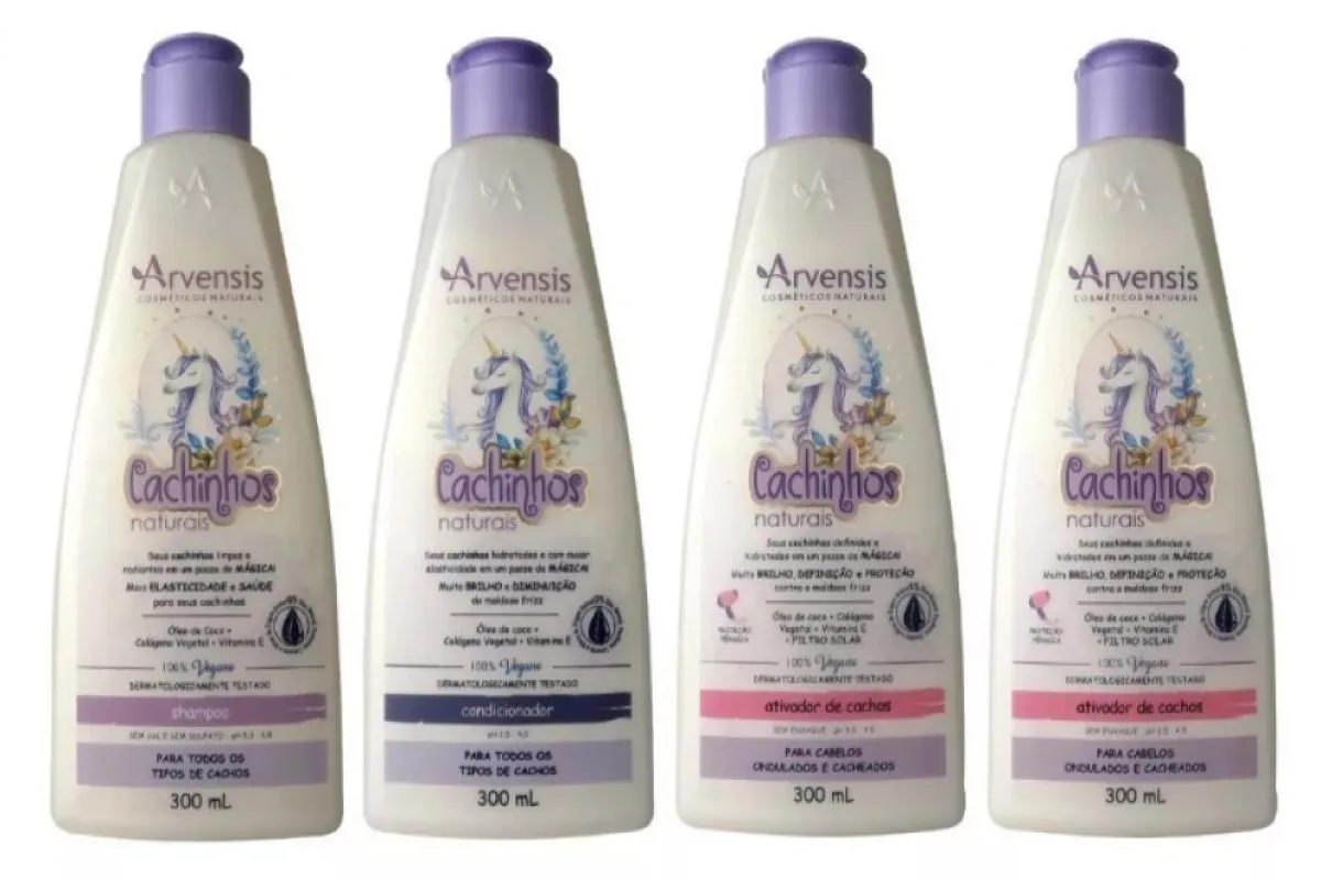 KIT ARVENSIS CACHINHO SHAMPOO + CONDICIONADOR + 2 ATIVADOR ONDULADOS
