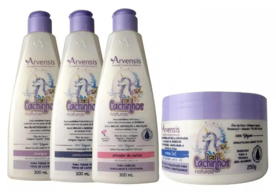 KIT ARVENSIS CACHINHOS SHAMPOO CONDICIONADOR ATIVADOR ONDULADO CREME 2X1