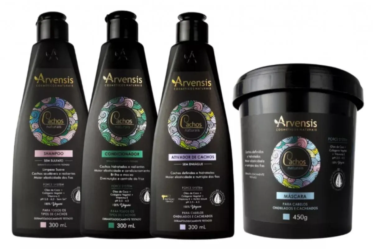 KIT ARVENSIS CACHOS ONDULADOS SHAMPOO CONDICIONADOR ATIVADOR MASCARA