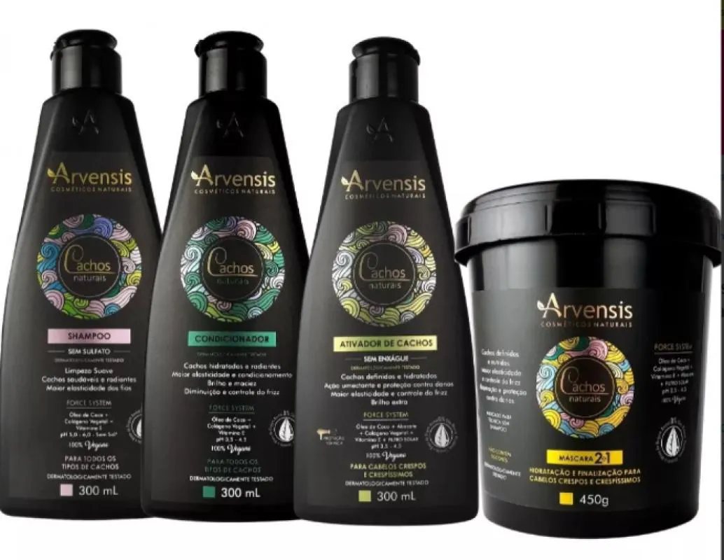 KIT CACHOS ARVENSIS SHAMPOO + CONDICIONADOR + ATIVADOR CRESPOS + MáSCARA 2X1 450G