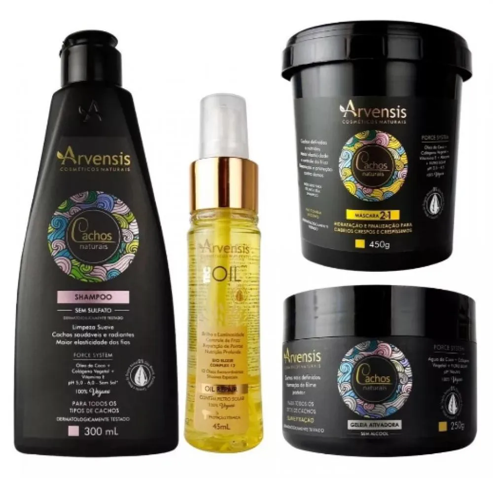 KIT ARVENSIS CACHOS SHAMPOO MáSCARA 2X1 GELEIA SUAVE REPARADOR