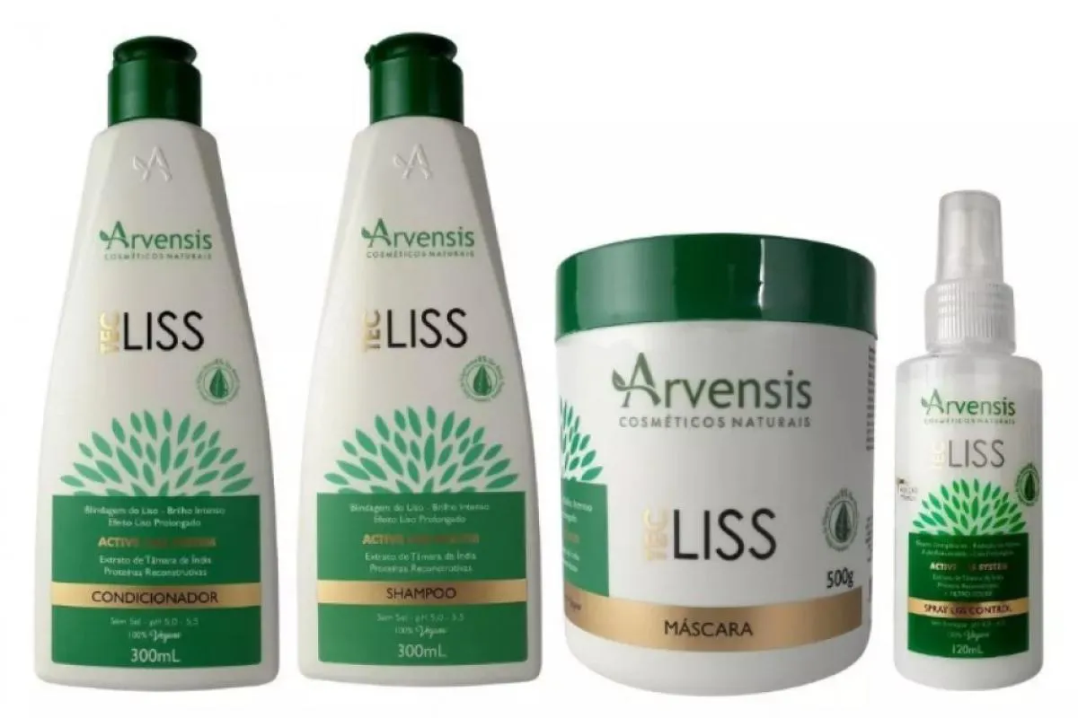 KIT ARVENSIS TEC LISS SHAMPOO + CONDICIONADOR + MASCARA 500G + SPRAY