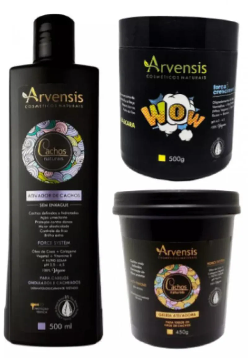KIT ARVENSIS ATIVADOR ONDULADO GELEIA ALTA + MáSCARA WOW 500G