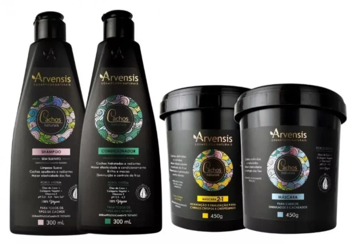 KIT ARVENSIS CACHOS SHAMPOO + CONDICIONADOR + MáSCARA 2X1 CACHOS NATURAIS