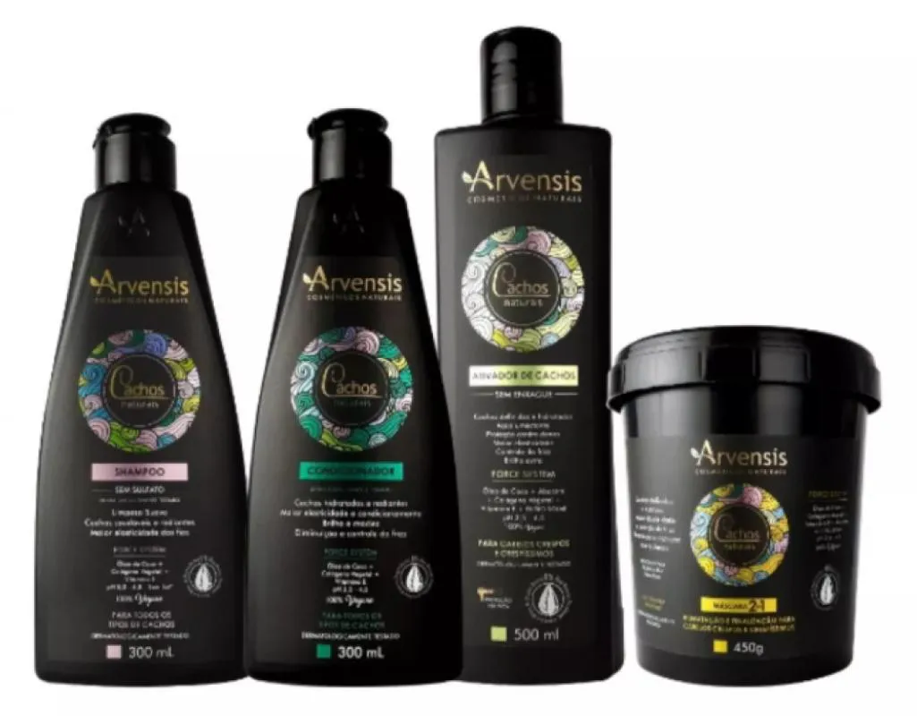 KIT CACHOS ARVENSIS SHAMPOO + CONDICIONADOR + ATIVADOR CRESPOS 500ML + MASCARA 2X1 450G