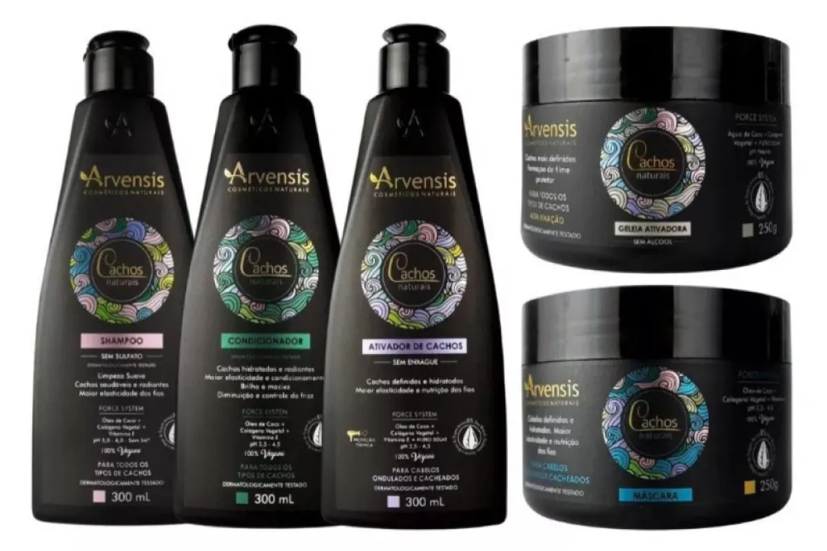 KIT ARVENSIS CACHOS ONDULADOS E CACHEADOS + GELEIA ALTA 250G