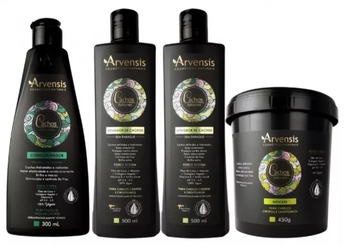 KIT ARVENSIS CRESPOS CONDICIONADOR + 2 ATIVADOR 500ML + MáSCARA 450G