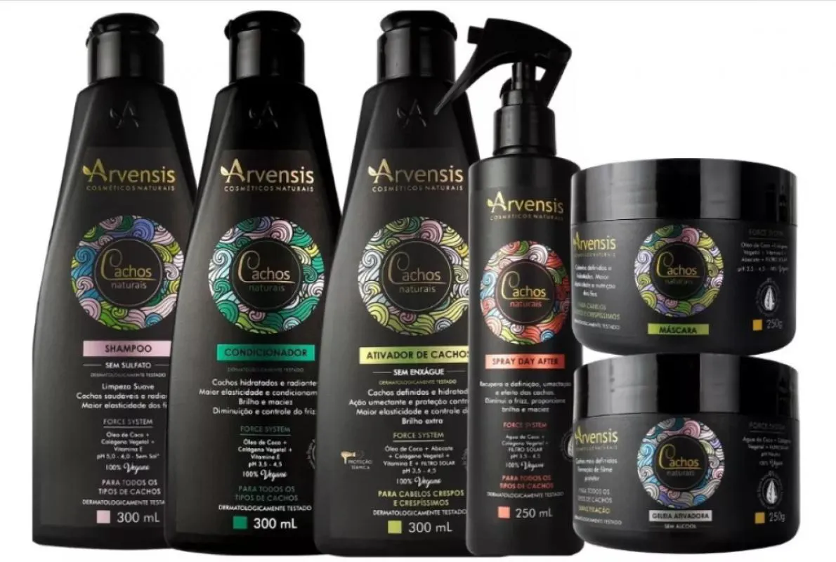 KIT ARVENSIS CACHOS NATURAIS CRESPOS E CRESPíSSIMOS 6 ITENS KIT PROMOCIONAL