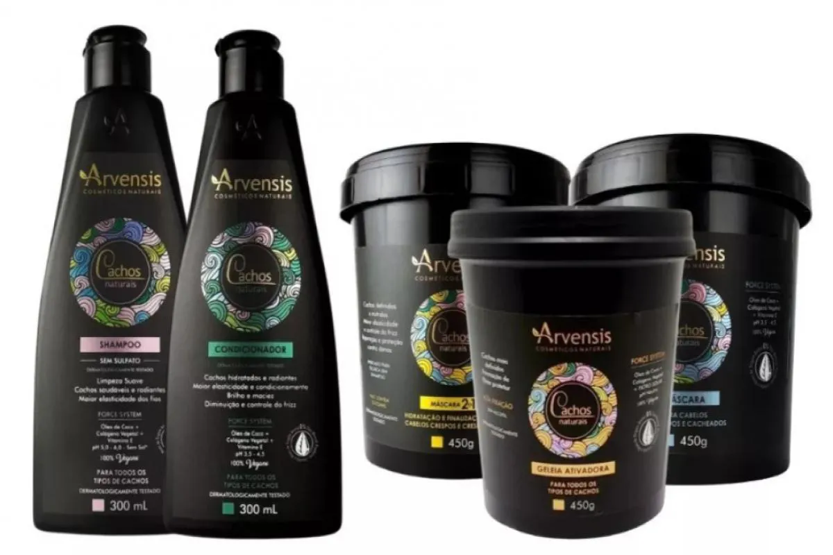KIT ARVENSIS CACHOS SHAMPOO CONDICIONADOR MASCARA ONDULADO GELEIA ALTA 2X1