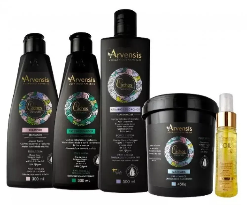 KIT ARVENSIS CACHOS SHAMPOO CONDICIONADOR ATIVADOR MáSCARA OLEO TEC OIL