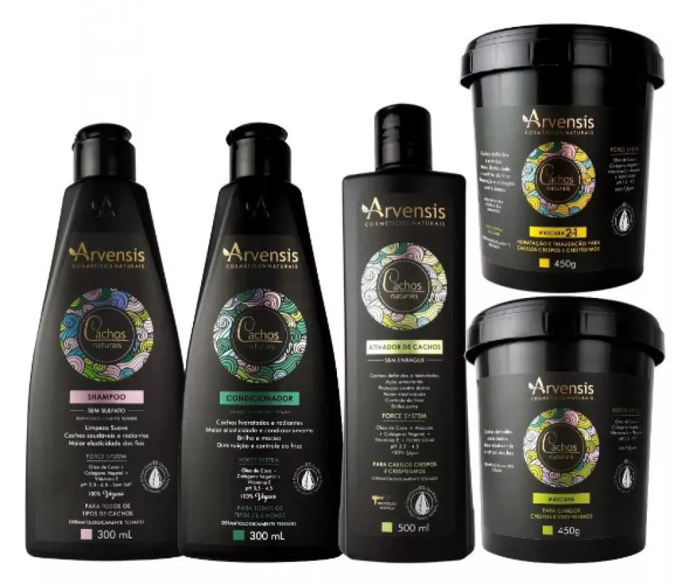 KIT ARVENSIS CACHOS SHAMPOO CONDICIONADOR ATIVADOR MáSCARA CACHOS CRESPOS E CRESPíSSIMOS MáSCARA 2X1 CRESPOS E CREPISSIMOS