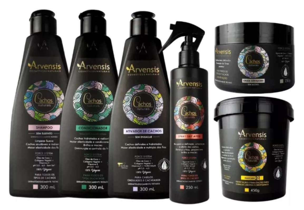 KIT ARVENSIS CACHOS SHAMPOO CONDICIONADOR ATIVADOR ONDULADOS E CACHEADOS AFTER 2X1 GELEIA ALTA