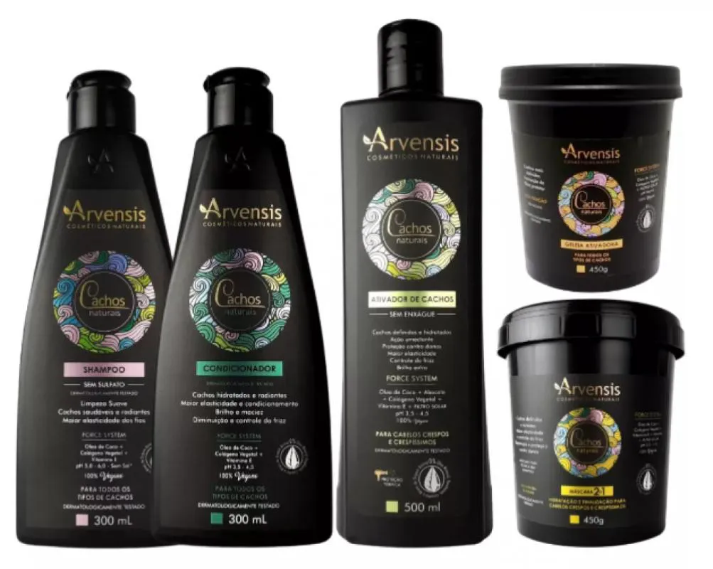 KIT ARVENSIS CRESPOS SHAMPOO CONDICIONADOR ATIVADOR MASCARA 2X1 GELEIA ALTA