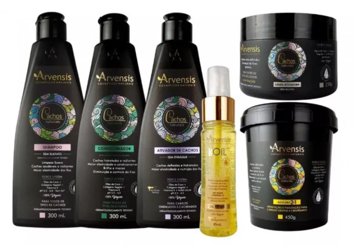 KIT ARVENSIS CACHOS ONDULADOS 5 ITENS + FINALIZADOR TEC OIL