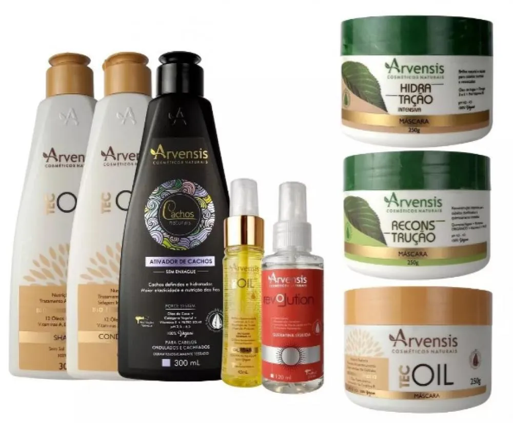 KIT ARVENSIS 8 ITENS TEC OIL CACHOS NATURAIS REVOLUTION