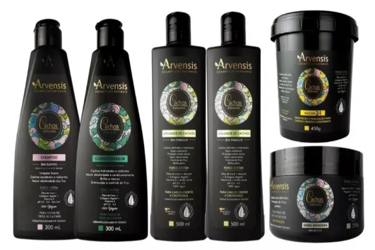 KIT ARVENSIS CACHOS NATURAIS CRESPOS E CRESPíSSIMOS 6 ITENS