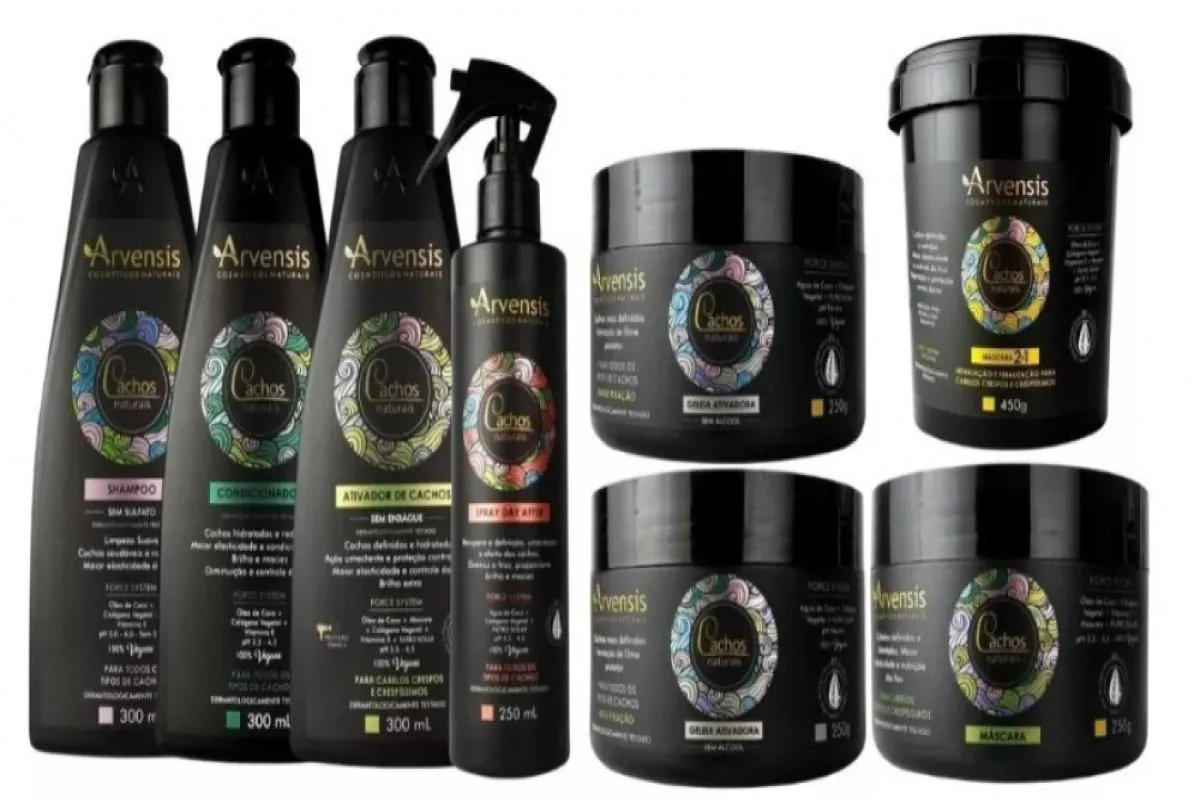 KIT ARVENSIS CACHOS NATURAIS CRESPOS E CRESPíSSIMOS 8 ITENS