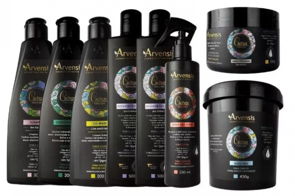 KIT ARVENSIS CACHOS NATURAIS ONDULADOS E CACHEADOS 8 ITENS