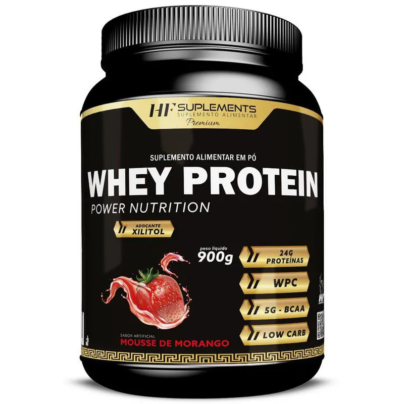 WHEY PROTEIN POWER NUTRITION MOUSSE DE MORANGO 900G HF SUPLEMENTS