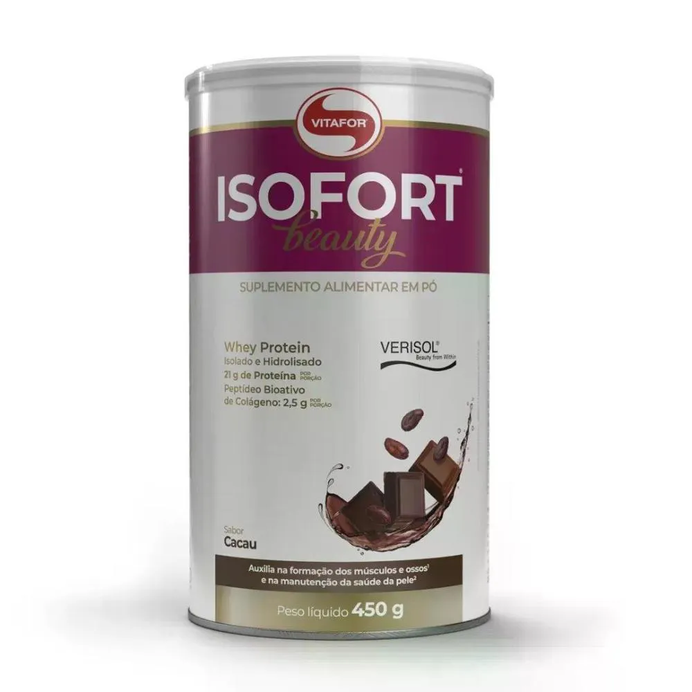 Whey Protein Isolado Vitafor Isofort Beauty Cacau 450g