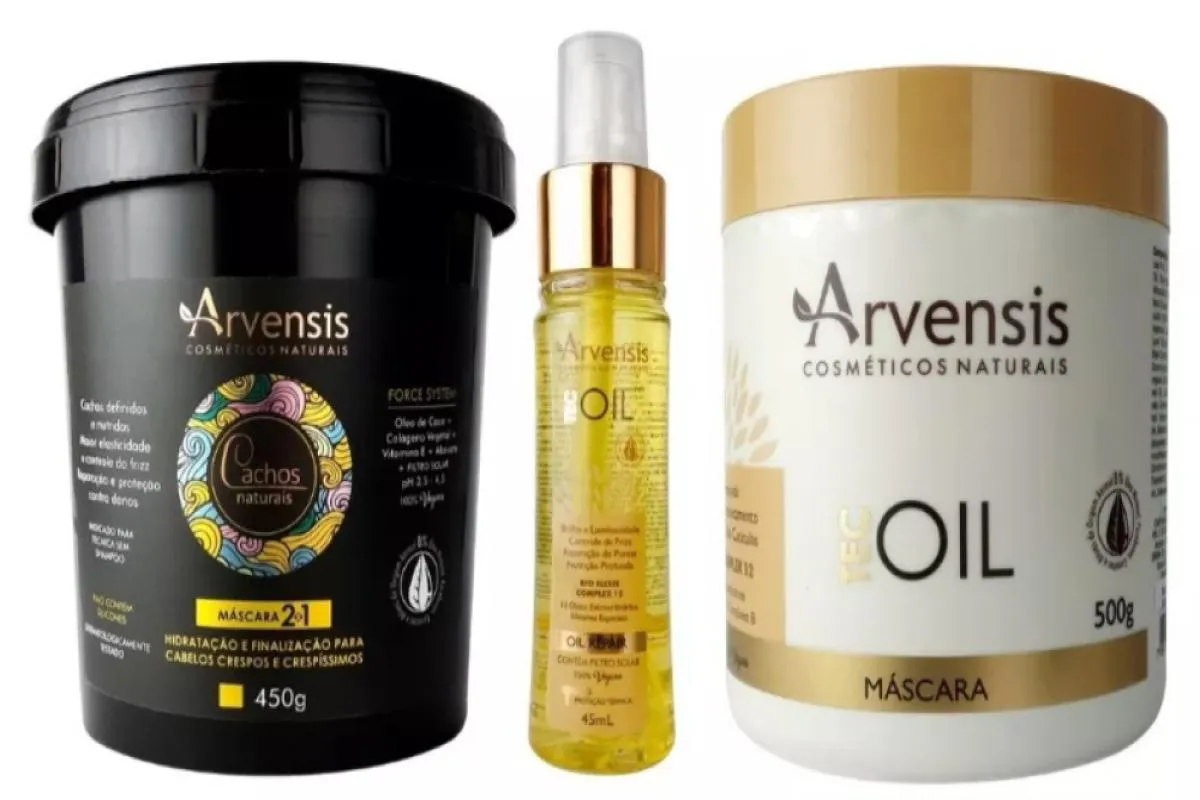 KIT ARVENSIS HIDRATAçãO MASCARA 2X1 + MASCARA TEC OIL + FINALIZADOR PREMIUM TEC OIL