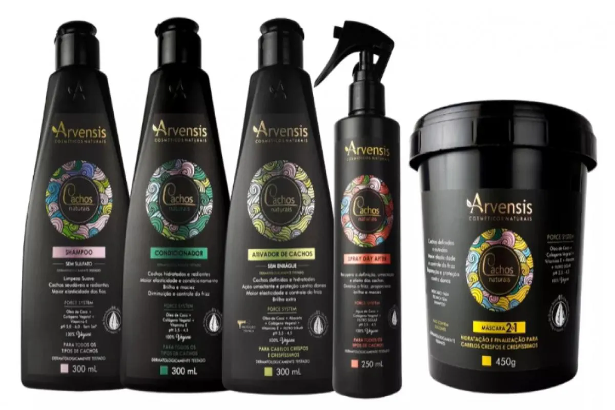 KIT ARVENSIS CACHOS SHAMPOO CONDICIONADOR ATIVADOR CRESPO DAY AFTER MáSCARA 2X1