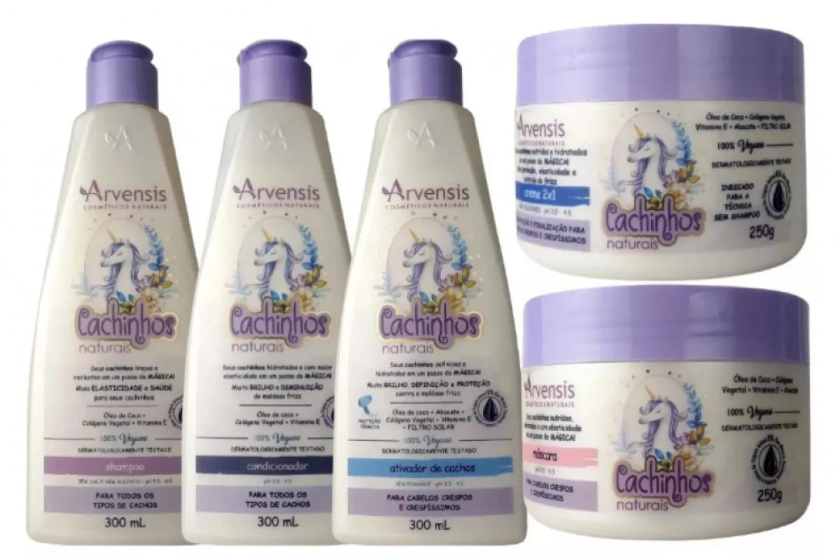 KIT CACHINHOS NATURAIS ARVENSIS CABELOS CRESPOS E CRESPíSSIMOS