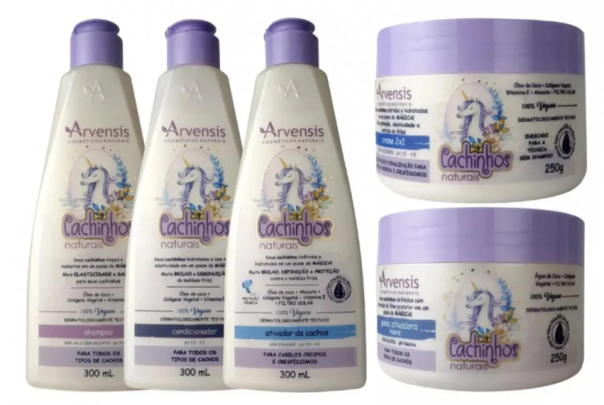 KIT ARVENSIS INFANTIL CACHINHO SHAMPOO CONDICIONADOR ATIVADOR CREME 2X1 GELEIA