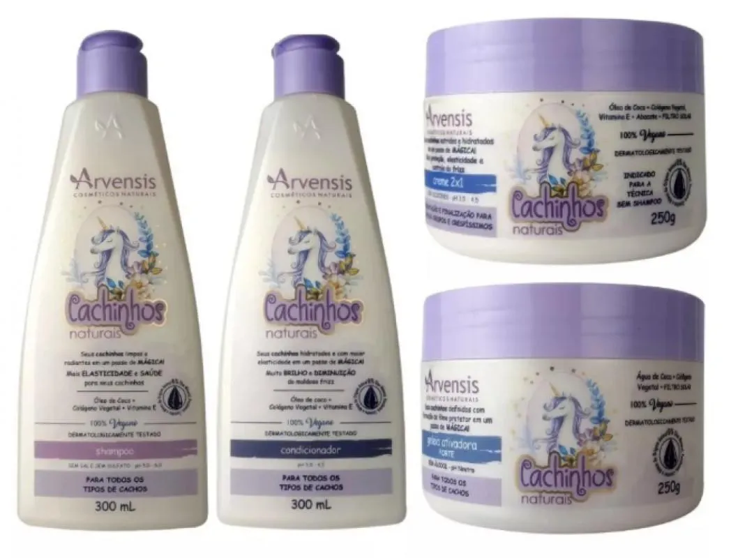 KIT ARVENSIS CACHINHOS SHAMPOO CONDICIONADOR MASCARA 2X1 GELEIA FORTE