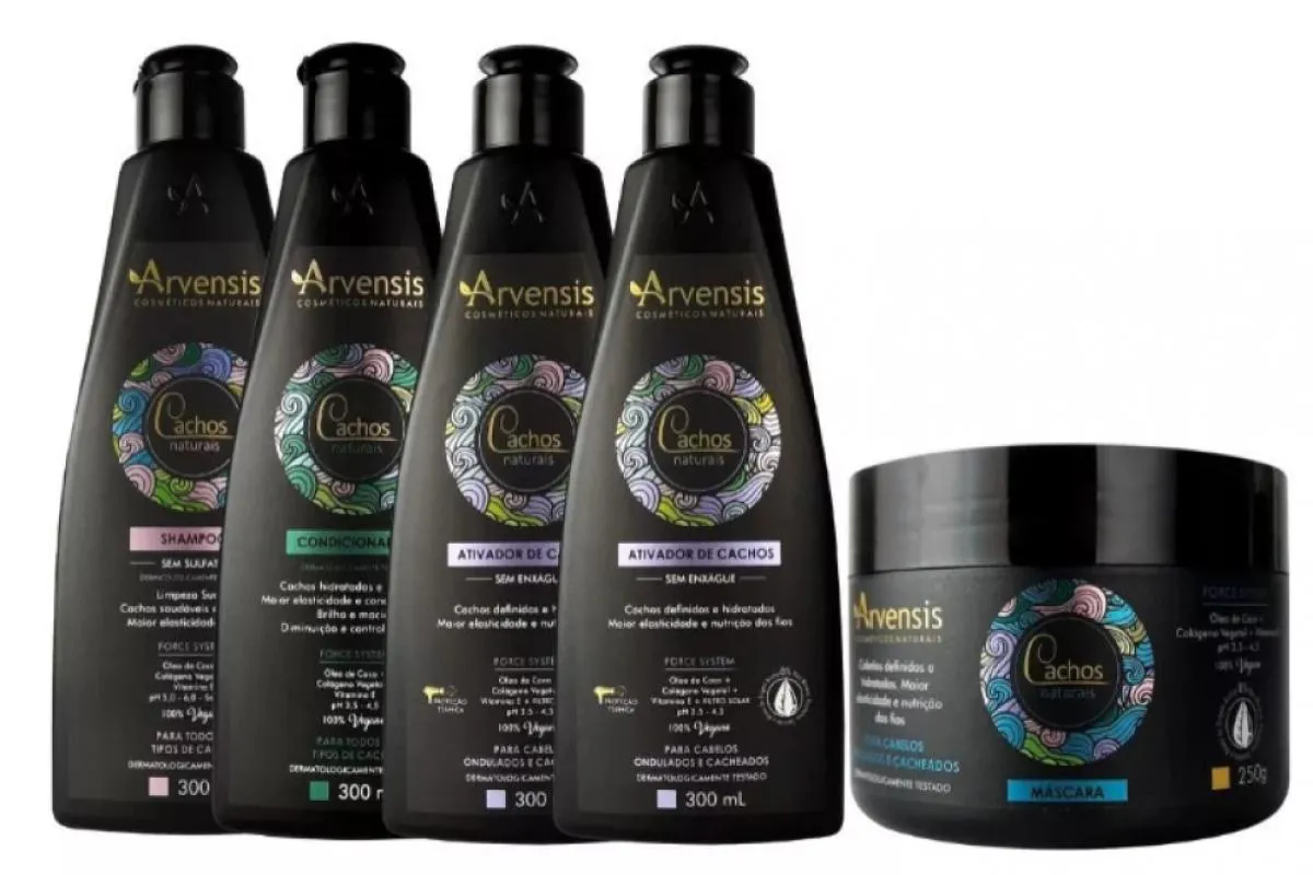 KIT ARVENSIS CACHOS NATURAIS ONDULADOS E CACHEADOS 5 ITENS