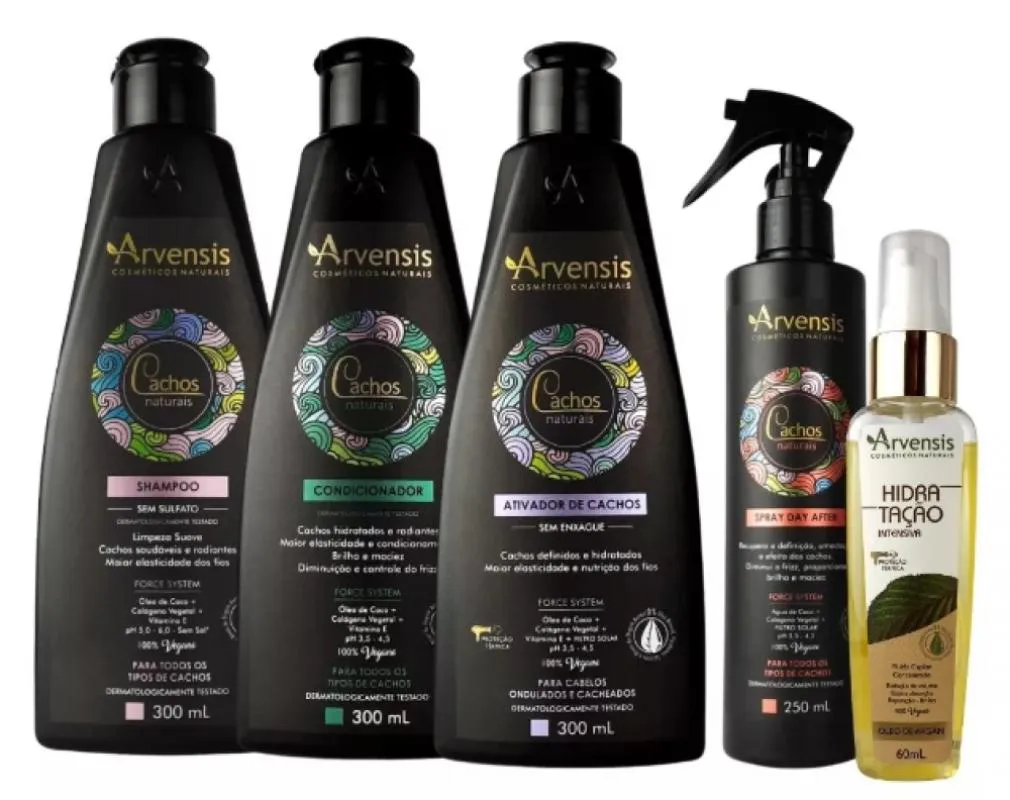KIT ARVENSIS CACHOS ONDULADOS 4 ITENS + ÓLEO DE ARGAN 60ML