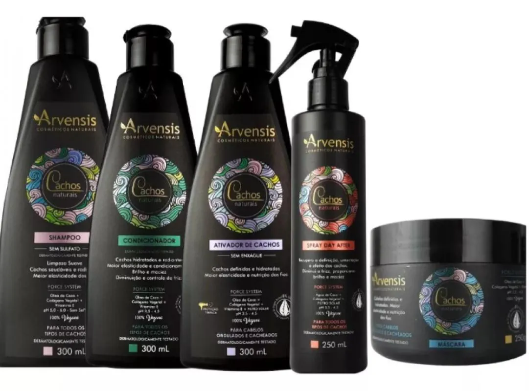 KIT ARVENSIS CACHOS SHAMPOO CONDICIONADOR ATIVADOR ONDULADOS E CACHEADOS MASCARA 250GR + DAY AFTER