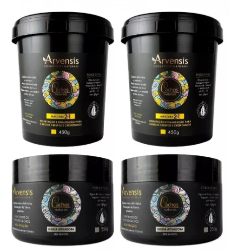 KIT ARVENSIS 2 MáSCARAS 2X1 450G 2 GELEIAS ALTA FIXAçãO 250G