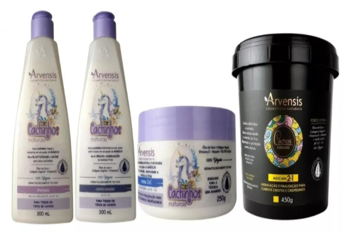 KIT ARVENSIS SHAMPOO CONDICIONADOR CREME 2X1 CACHINHOS + MáSCARA 2X1 CACHO