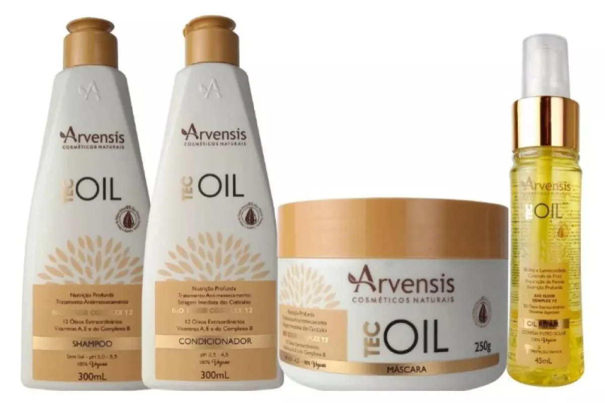 KIT SHAMPOO + CONDICIONADOR + MáSCARA + ÓLEO REPARADOR ARVENSIS TEC OIL