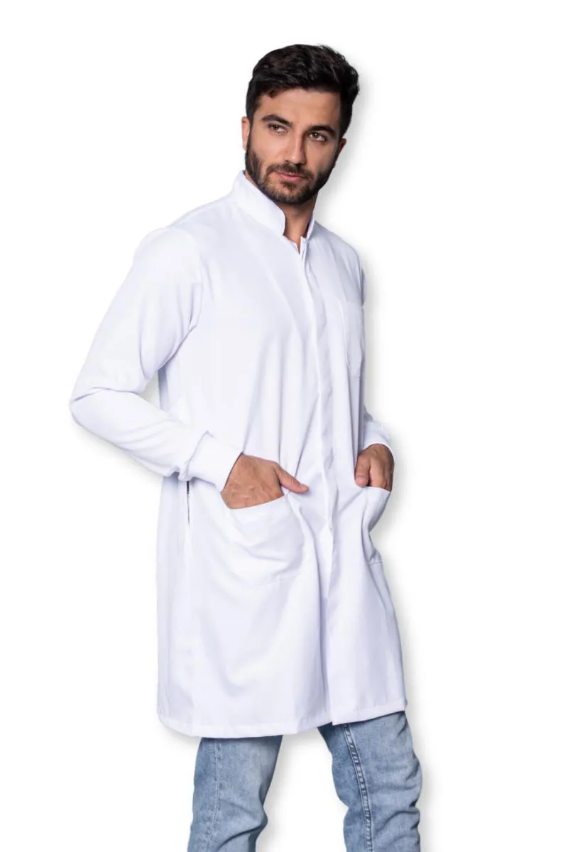 JALECO MASCULINO ANNA ROSA 1328 -  GABARDINE BRANCO TRADICIONAL GOLA PADRE COM PUNHO XGG