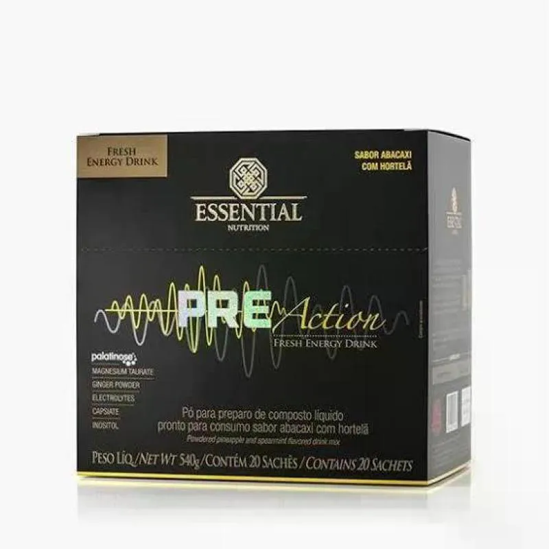 Pré-treino Essential Nutrition Pre Action Abacaxi com Hortelã 20 Sachês 540g