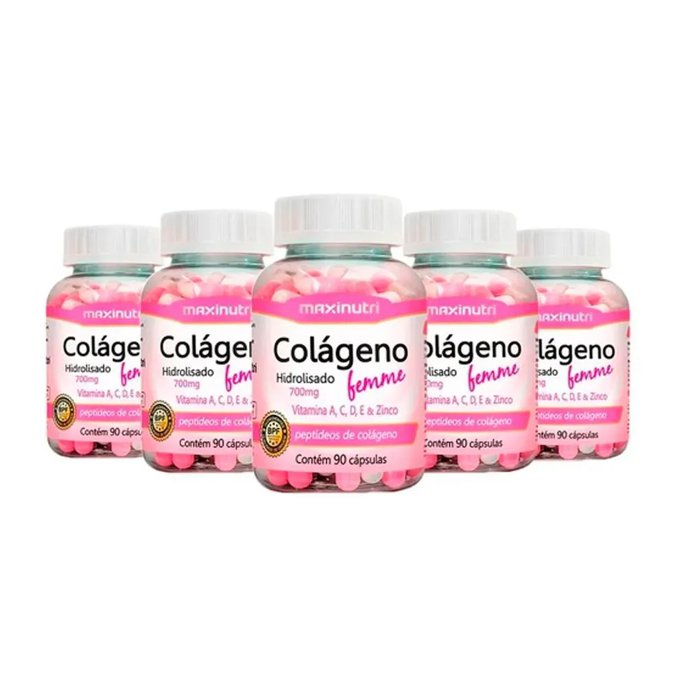 KIT 5 COLáGENO HIDROLISADO FEMME - 90 CáPSULAS - MAXINUTRI