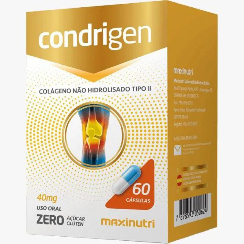 CONDRIGEN COLáGENO NãO HIDROLISADO TIPO 2 60CáP MAXINUTRI