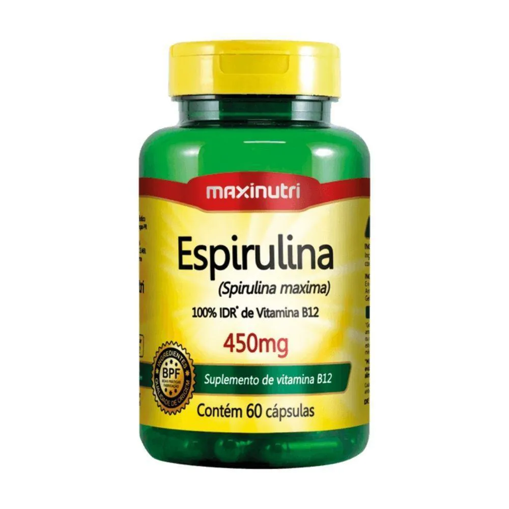 SPIRULINA 450MG 60 CáPSULAS - MAXINUTRI