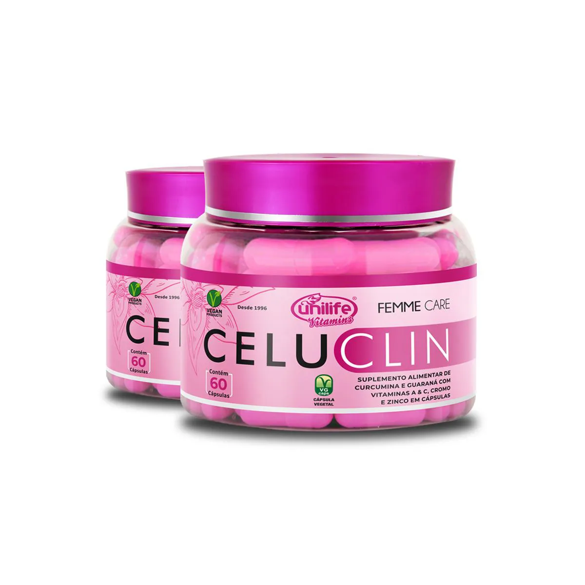 KIT 2 CELUCLIN FEMME CARE VEGANO UNILIFE 60 CáPSULAS 430MG