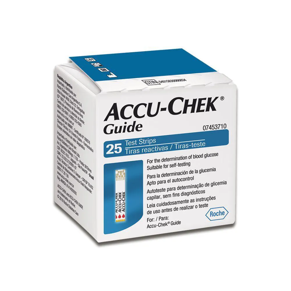 Tiras Accu Chek Guide para  Controle de Glicemia 25 Tiras