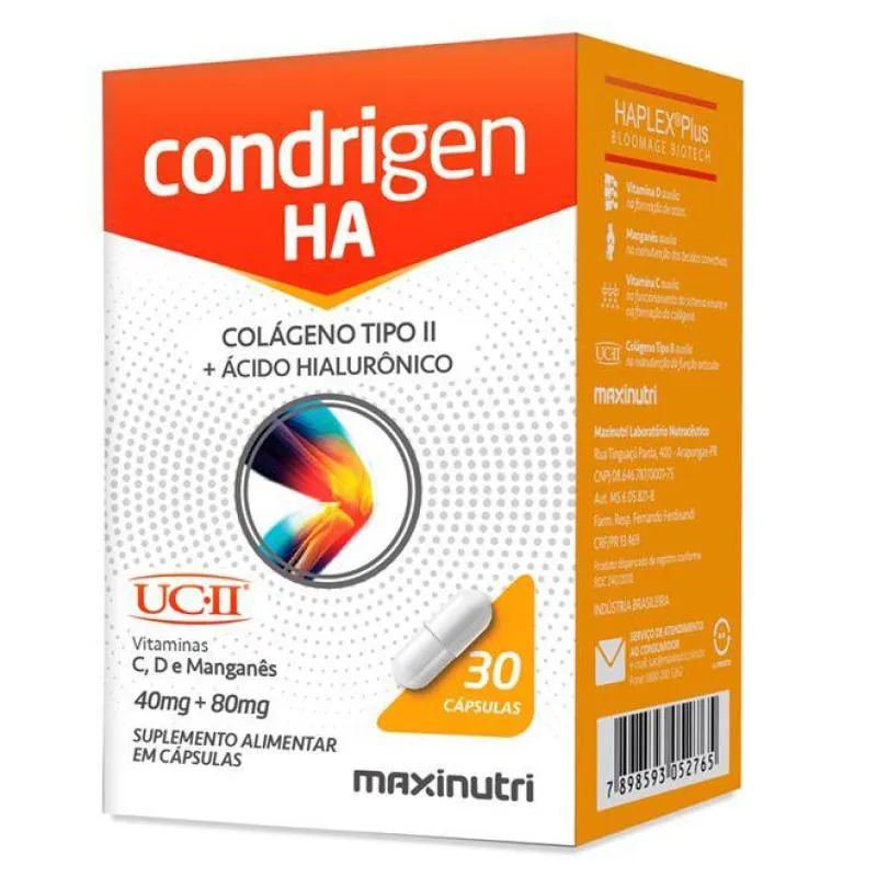 CONDRIGEN HA COLáGENO TIPO II + ÁCIDO HIALURôNICO 30 CáPS