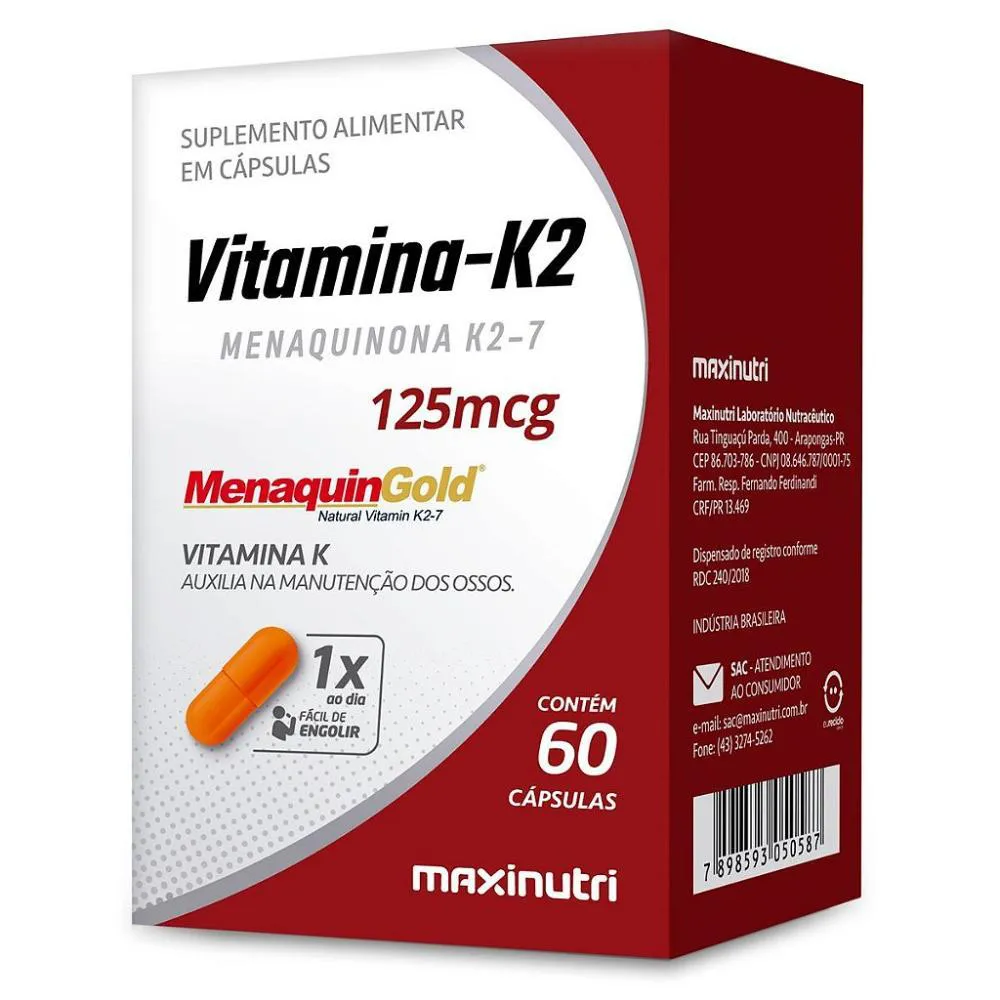 VITAMINA K2 MENAQUINONA MAXINUTRI - 60 CáPSULAS
