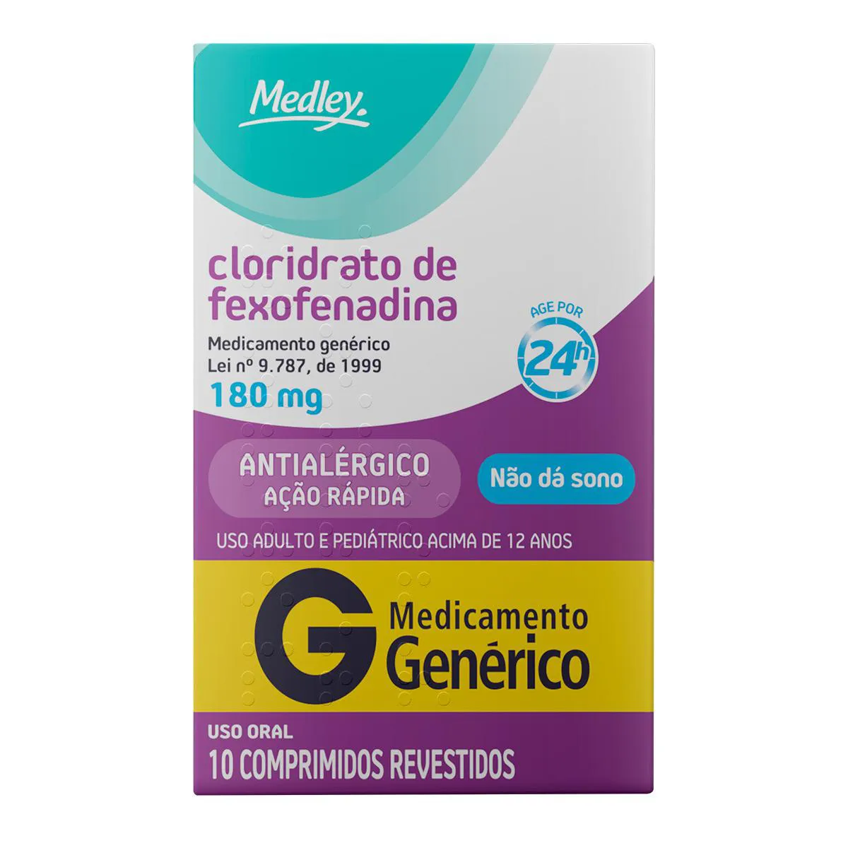 Cloridrato de Fexofenadina 120mg 10 comprimidos Medley Genérico | Droga ...