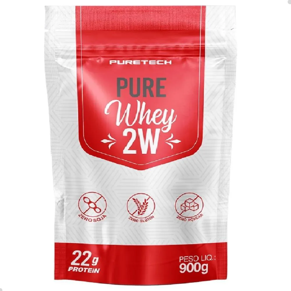 WHEY PROTEIN PURE 2W REFIL 900G PURETECH Morango